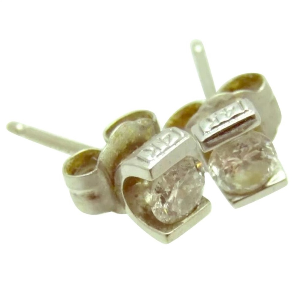 14k White Gold Stud Earrings with Tested Diamonds